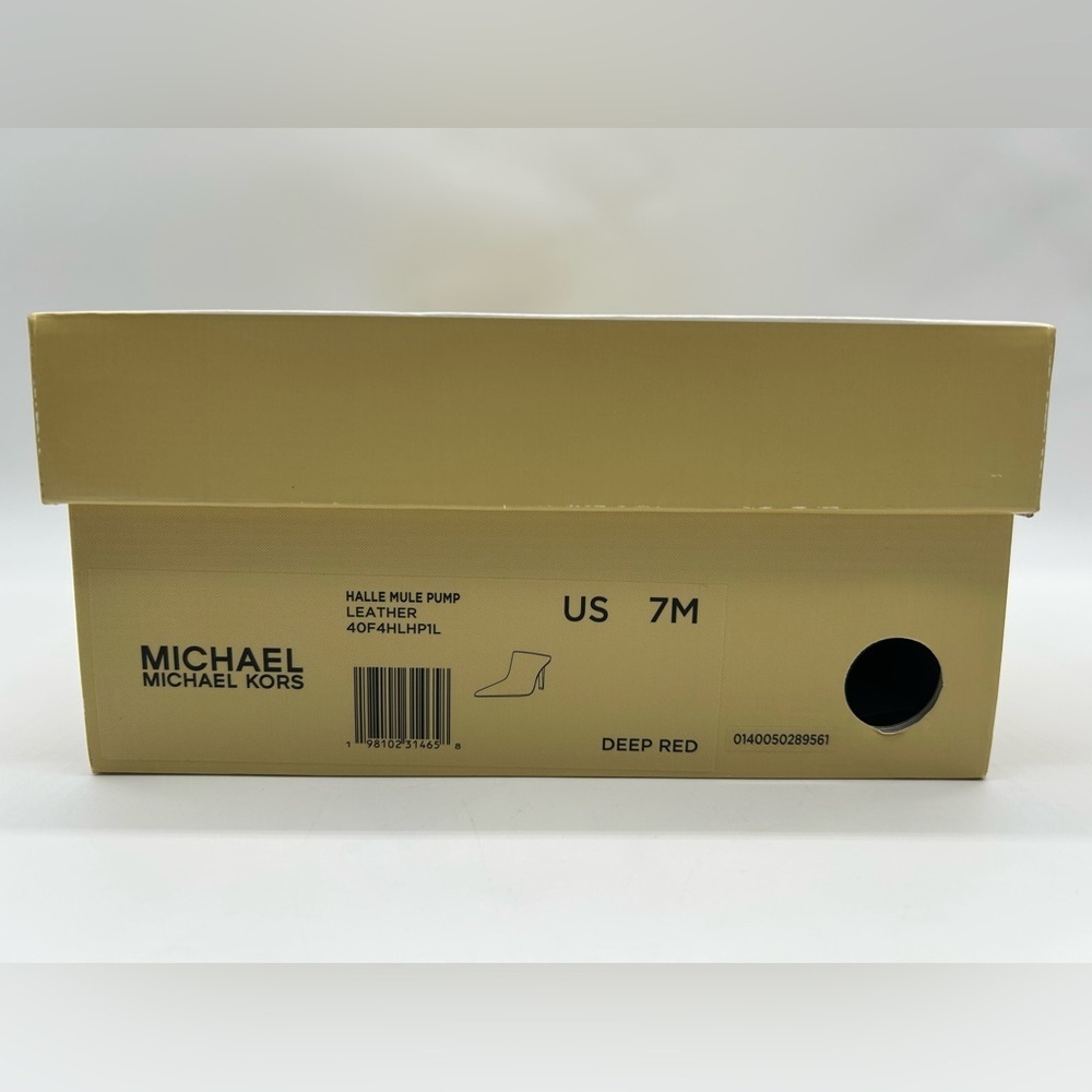 Michael Kors Halle Mule Pump Deep Red Leather Heels | Size 7M | New With Box - Picture 13 of 14